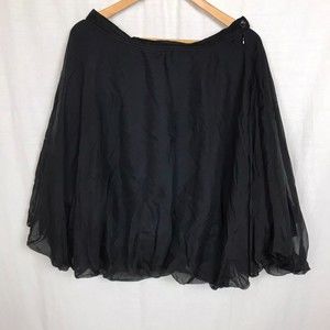 Billy Reid Women's 100% Silk Full A Line Skirt Solid Black Side Zipper Size 10